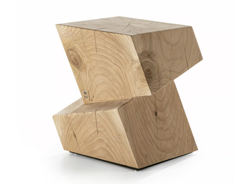 ROTTERDAM - Low solid cedar wood stool by Riva 1920 - view 2